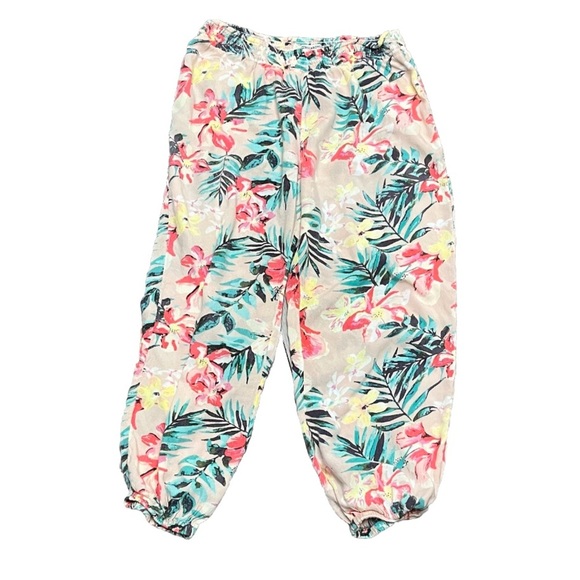 Billabong Floral Hawaiian Midnrise Cropped Jogger Pant Skater Boho M Beach - Picture 2 of 9
